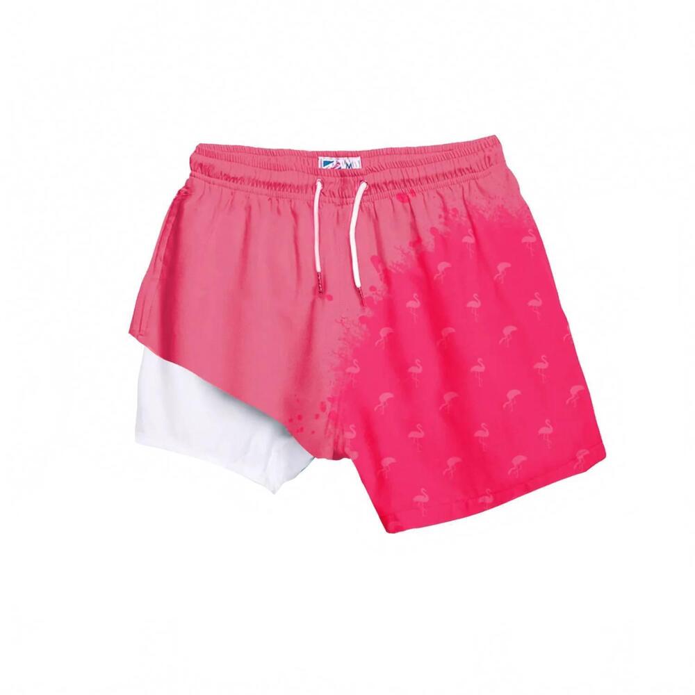 NEW BERMIES boys' changing swim trunks with liner in pink to flamingo